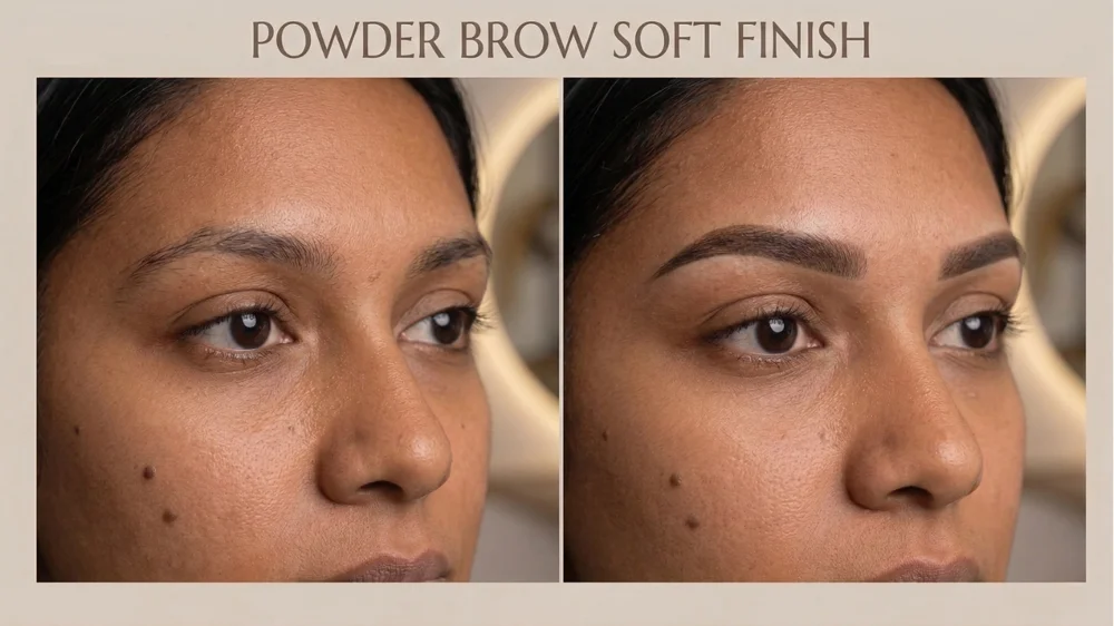 Powder Brow Soft Finish Before and After